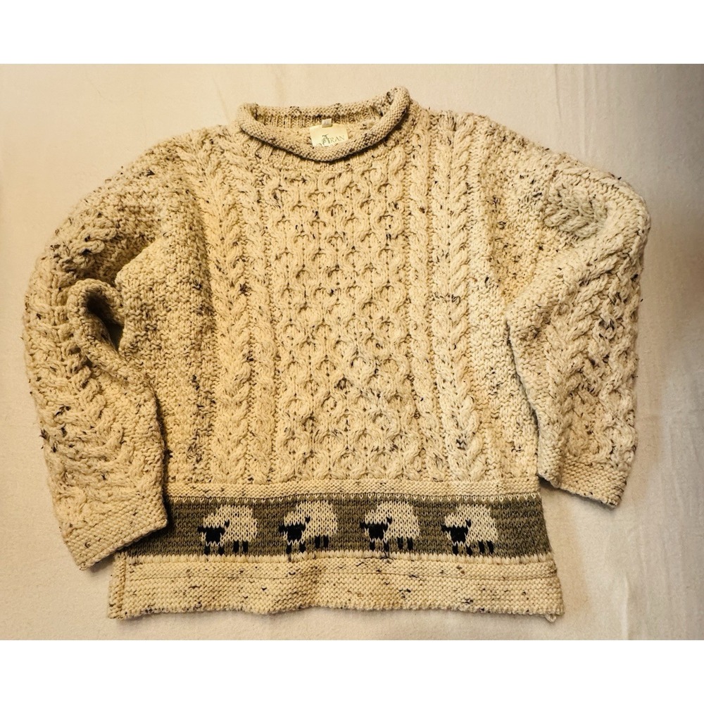 Aran‎ Country Kids Isles Sheep Knitwear 100% Merino Wool Cream XL